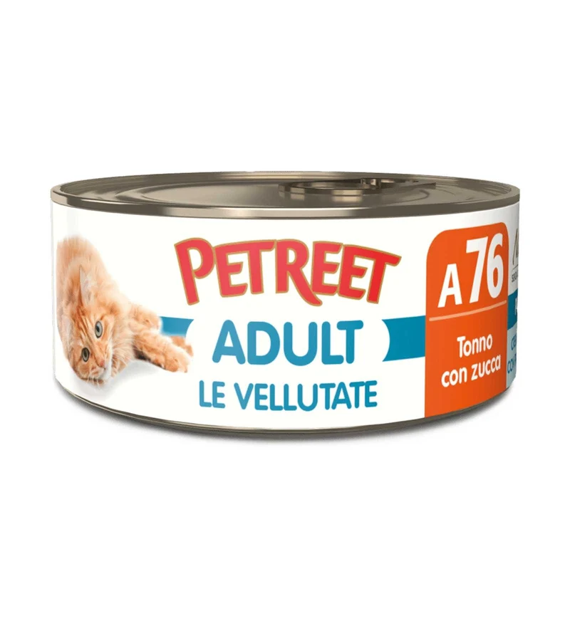 PETREET GATTO LE VELLUTATE A76 TONNO E ZUCCA DA 70 GR IN LATTINA