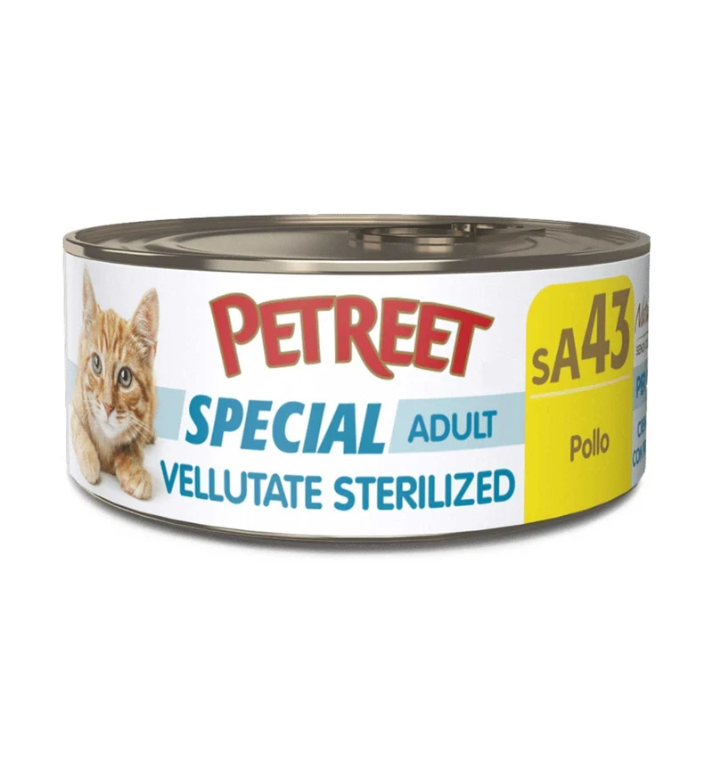 PETREET GATTO SPECIAL ADULT SA43 VELLUTATE STERILIZED POLLO DA 70 GR IN LATTINA