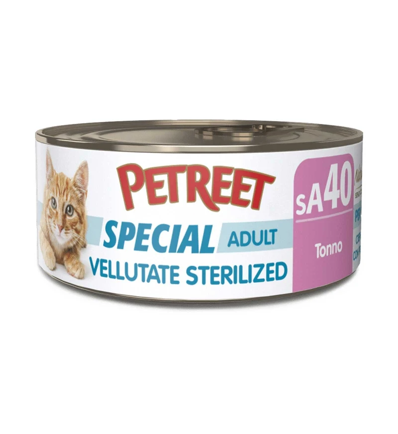 PETREET GATTO SPECIAL ADULT SA40 VELLUTATE STERILIZED TONNO DA 70 GR IN LATTINA