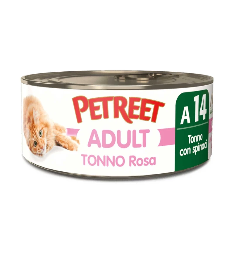 PETREET GATTO A14 TONNO ROSA E SPINACI DA 70 GR IN LATTINA