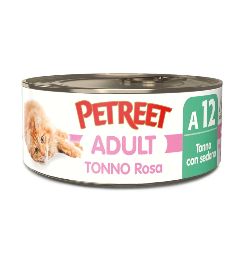PETREET GATTO A12 TONNO ROSA E SEDANO DA 70 GR IN LATTINA