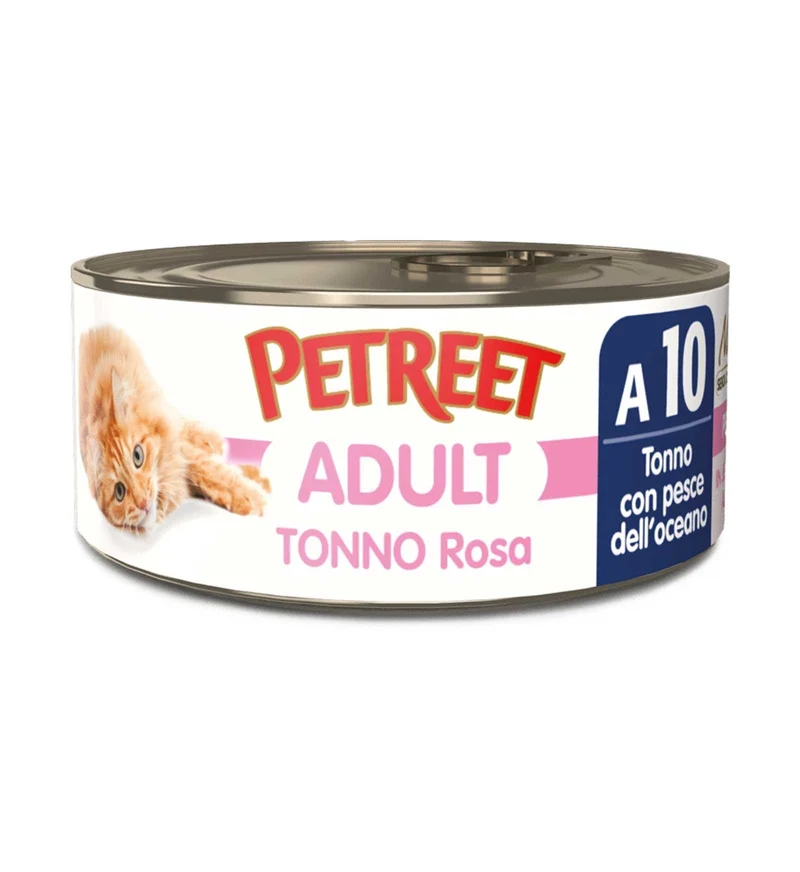 PETREET GATTO A10 TONNO ROSA E PESCE OCEANICO DA 70 GR IN LATTINA