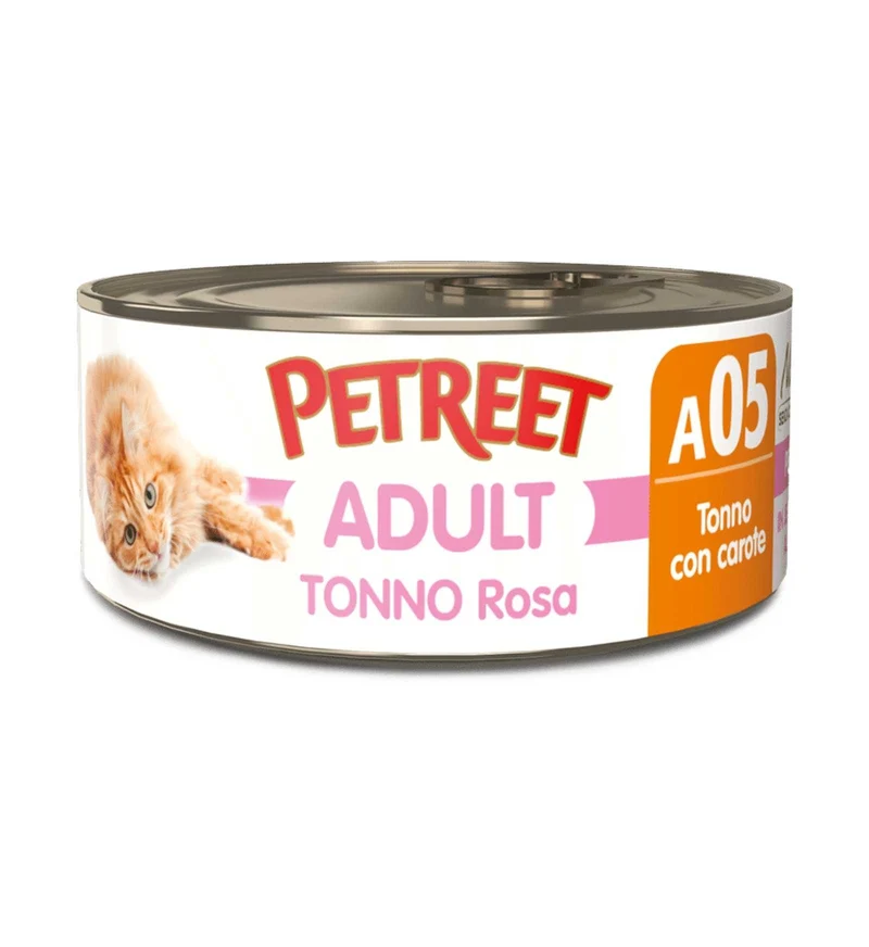 PETREET GATTO A05 TONNO ROSA E CAROTE DA 70 GR IN LATTINA