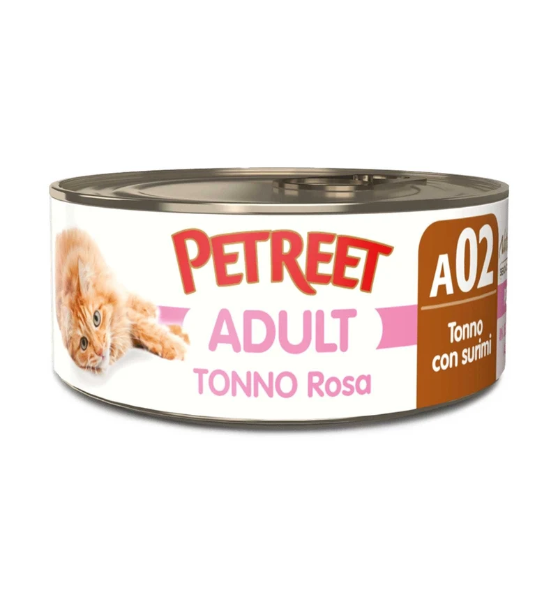 PETREET GATTO A02 TONNO ROSA E SURIMI DA 70 GR IN LATTINA