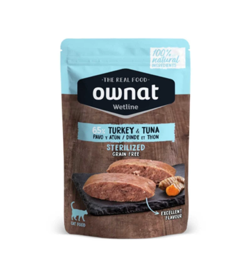OWNAT GATTO WETLINE GRAIN FREE STERILIZZATO TACCHINO TONNO DA 85 GR IN BUSTINA