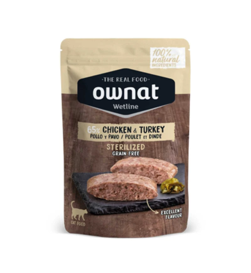 OWNAT GATTO WETLINE GRAIN FREE STERILIZZATO POLLO TACCHINO DA 85 GR IN BUSTINA