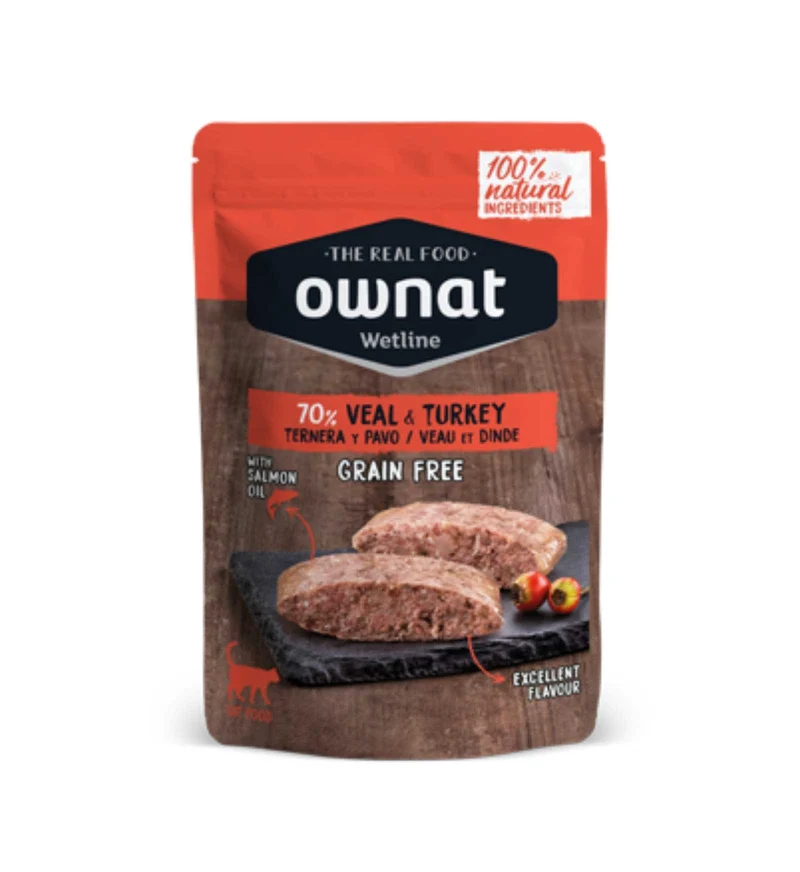 OWNAT GATTO WETLINE GRAIN FREE VITELLO TACCHINO DA 85 GR IN BUSTINA