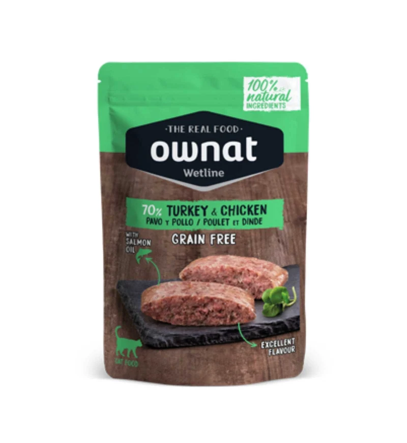 OWNAT GATTO WETLINE GRAIN FREE TACCHINO POLLO DA 85 GR IN BUSTINA
