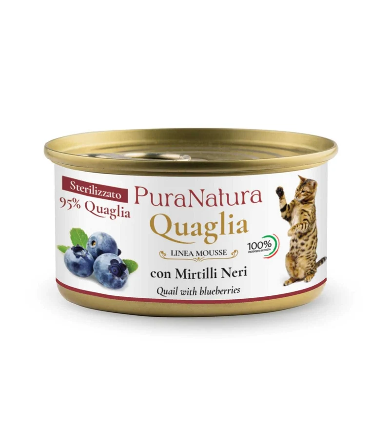 PURA NATURA GATTO STERILIZZATO MOUSSE QUAGLIA DA 85 GR IN LATTINA