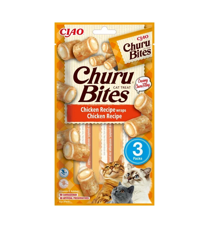 INABA CIAO CHURU GATTO SNACK TREATS BITES RICETTA POLLO WRAPS POLLO DA 30 GR 3 PEZZI