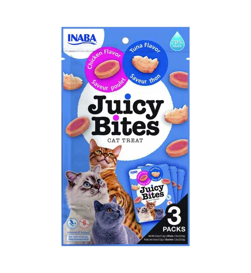 CIAO JUICY BITES GATTO SNACK TREATS BOCCONCINI AL GUSTO DI POLLO E TONNO DA 34 GR