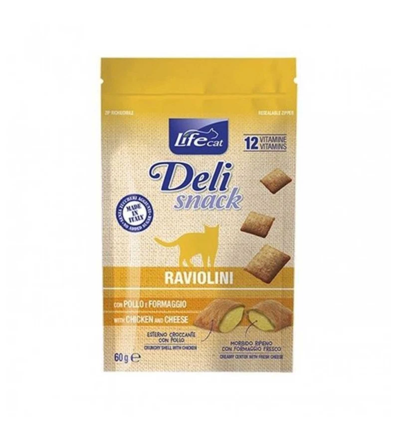 LIFEPETCARE GATTO SNACK LIFE CAT RAVIOLINI CON POLLO E FORMAGGIO DA 60 GR