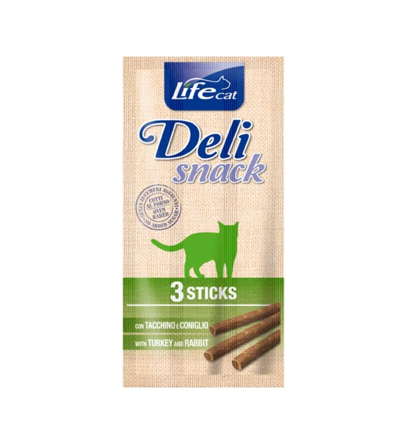 LIFEPETCARE GATTO SNACK LIFE CAT DELI SNACK 3 STICKS AL TACCHINO E CONIGLIO 15 GR
