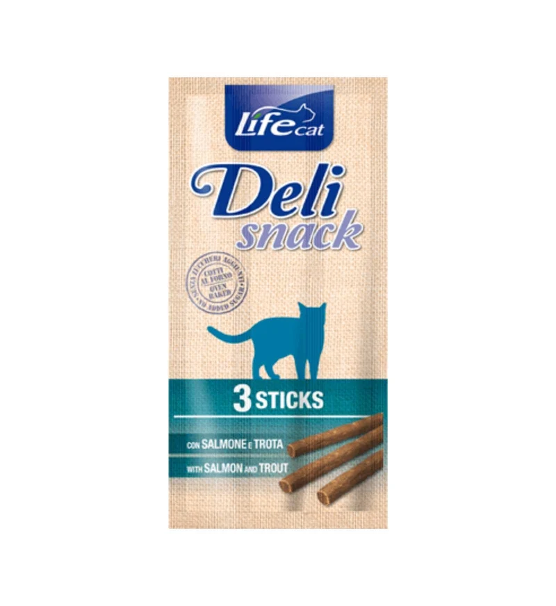 LIFEPETCARE GATTO SNACK LIFE CAT DELI SNACK 3 STICKS AL SALMONE E TROTA 15 GR