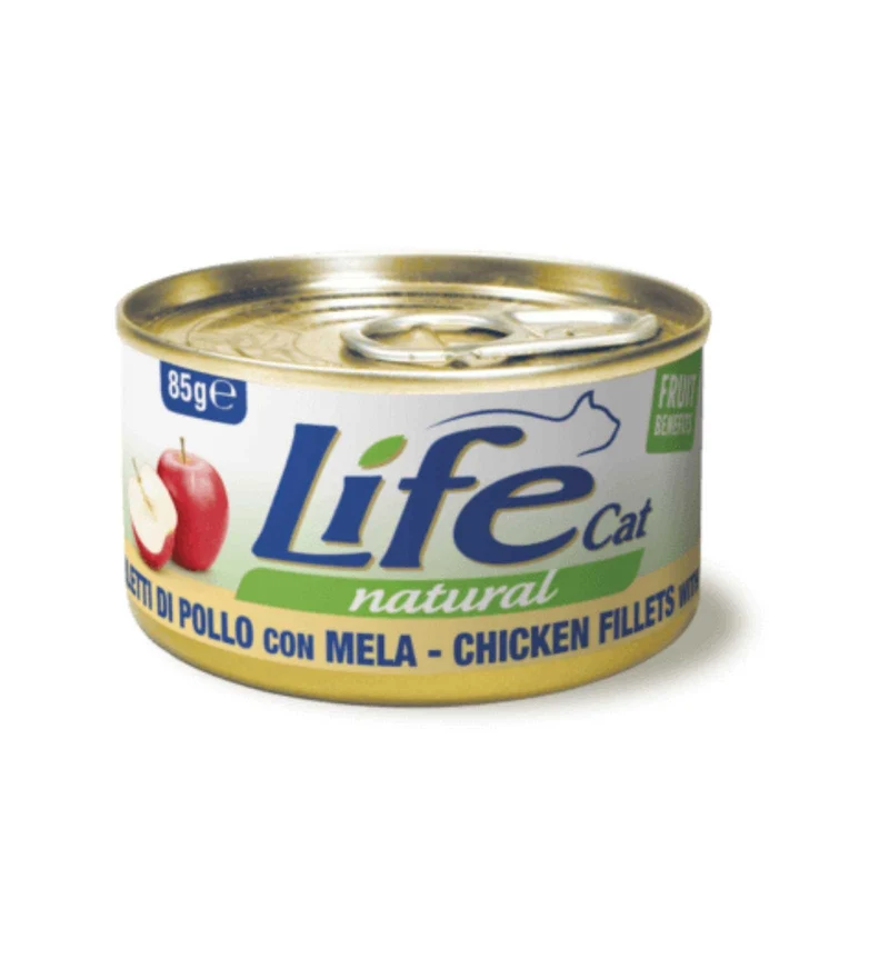 LIFEPETCARE GATTO LIFE CAT NATURAL FILETTI DI POLLO CON MELA DA 85 GR IN LATTINA