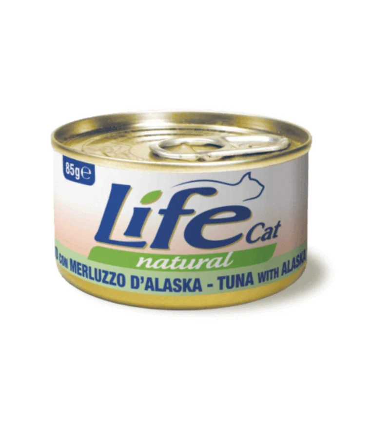 LIFEPETCARE GATTO LIFE CAT NATURAL AL TONNO CON MERLUZZO D' ALASKA DA 85 GR IN LATTINA