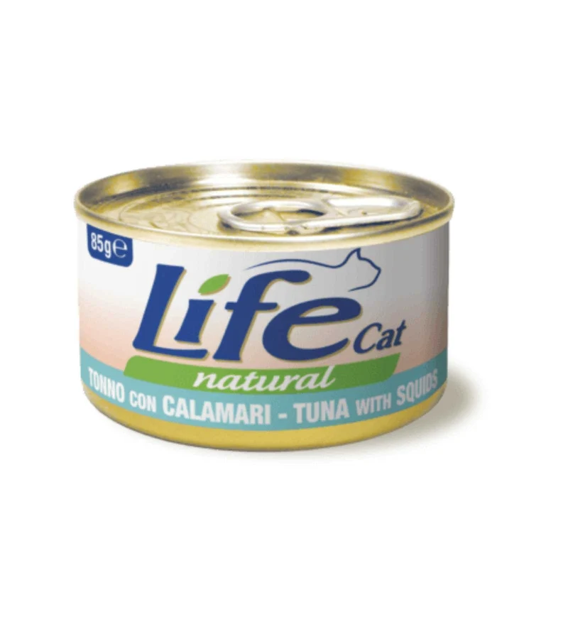 LIFEPETCARE GATTO LIFE CAT NATURAL AL TONNO CON CALAMARI DA 85 GR IN LATTINA
