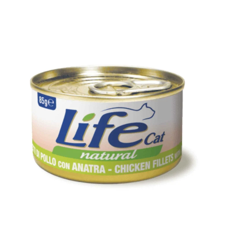 LIFEPETCARE GATTO LIFE CAT NATURAL AL POLLO CON ANATRA DA 85 GR IN LATTINA