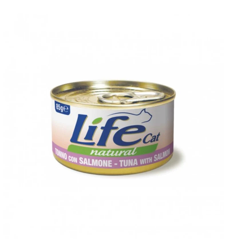 LIFEPETCARE GATTO LIFE CAT NATURAL AL TONNO CON SALMONE DA 85 GR IN LATTINA