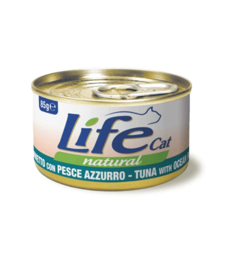 LIFEPETCARE GATTO LIFE CAT NATURAL AL TONNETTO CON PESCE AZZURRO DA 85 GR IN LATTINA