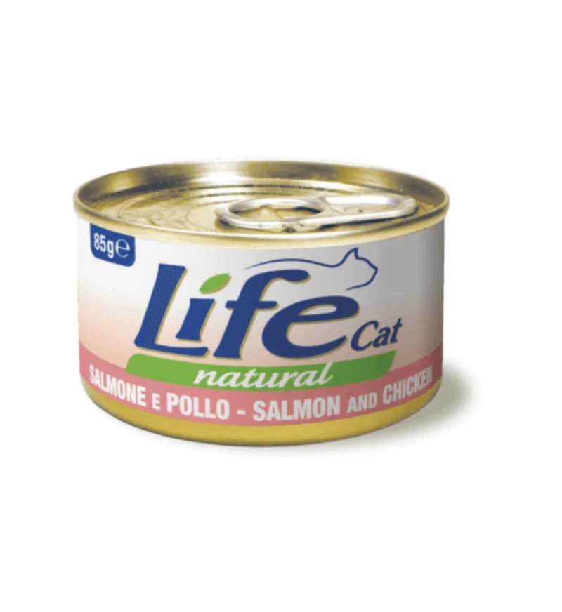 LIFEPETCARE GATTO LIFE CAT NATURAL AL SALMONE E POLLO DA 85 GR IN LATTINA