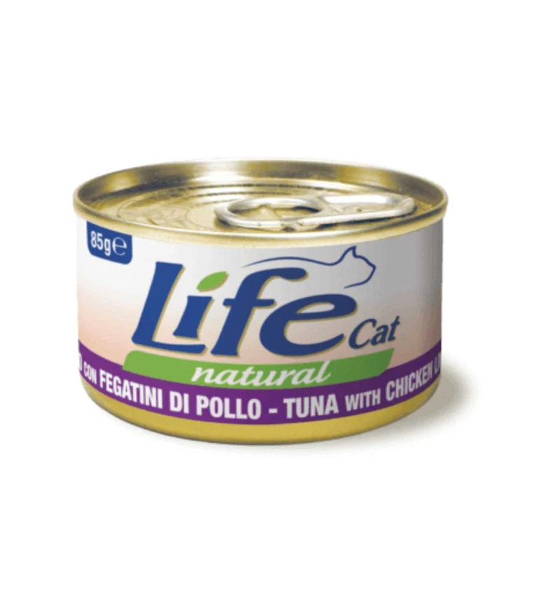 LIFEPETCARE GATTO LIFE CAT NATURAL AL TONNO CON FEGATINI DI POLLO DA 85 GR IN LATTINA