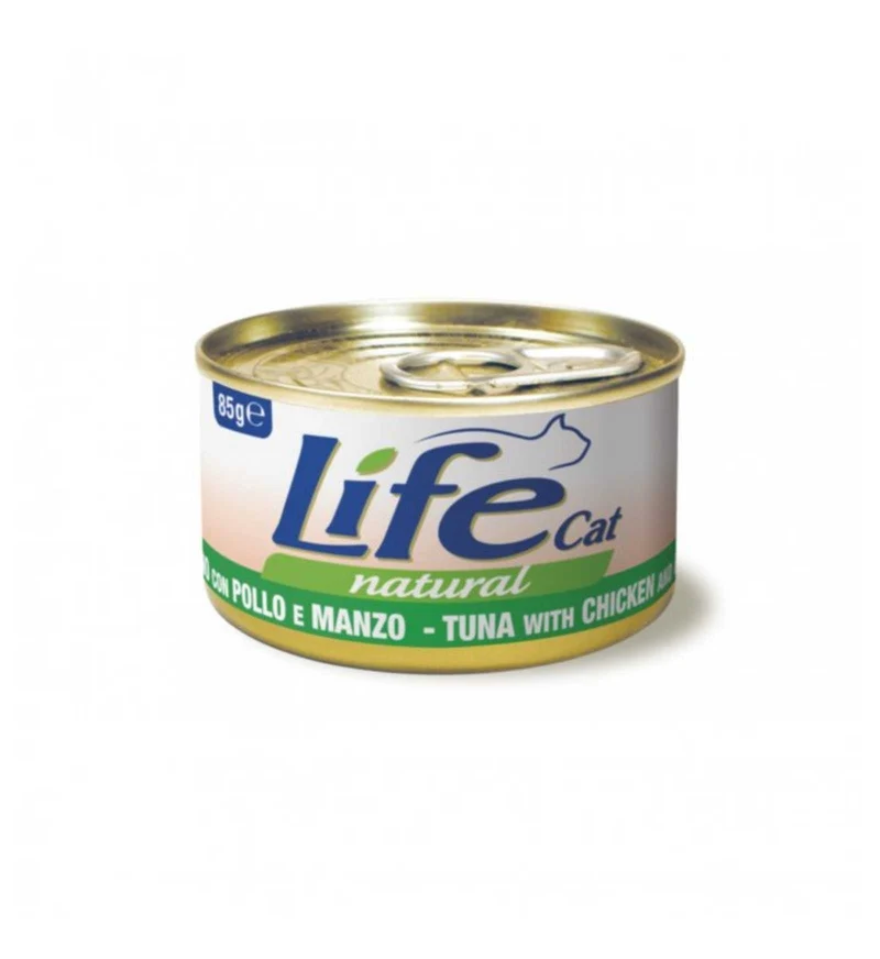LIFEPETCARE GATTO LIFE CAT NATURAL AL TONNO CON POLLO E MANZO DA 85 GR IN LATTINA