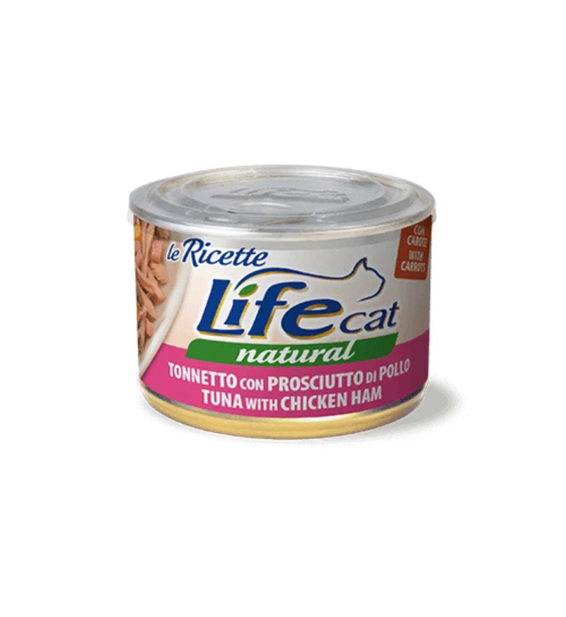 LIFEPETCARE GATTO LIFE CAT NATURAL LE RICETTE TONNETTO CON PROSCIUTTO DI POLLO DA 150 GR IN LATTINA