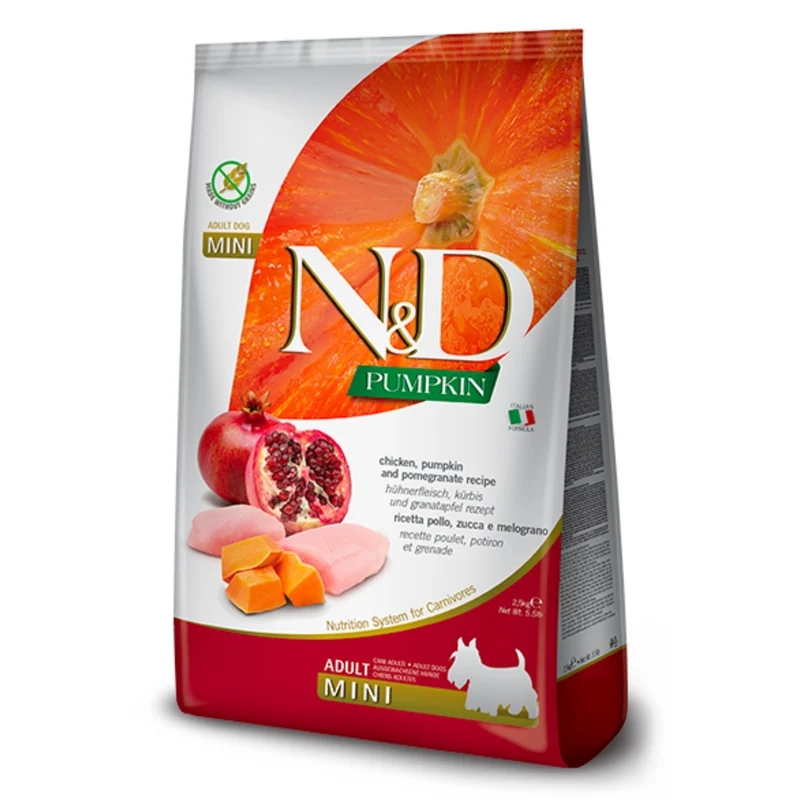 Farmina N&D Pumpkin Chicken & Pomegranate Adult Mini Dry Dog Food 2.5KG