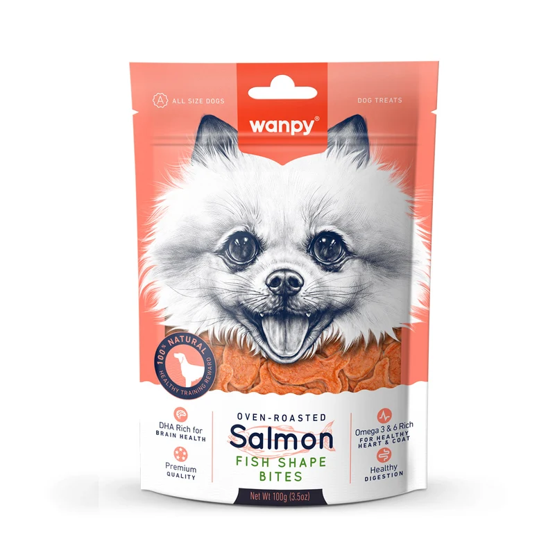 Wanpy Salmon Fish Shape Bites Dog Treats 100G
