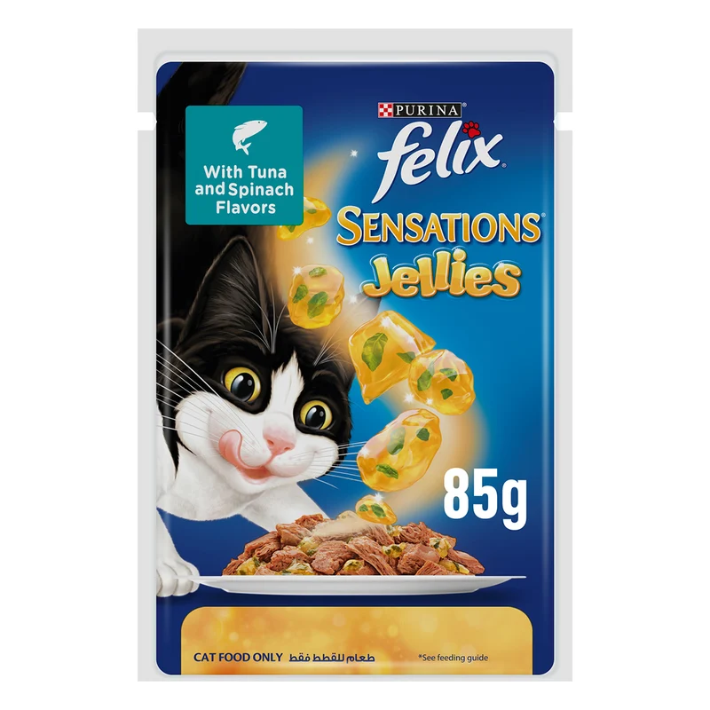 PURINA Felix Sensations Jellies with Tuna and Spinach Wet Cat Food 85G