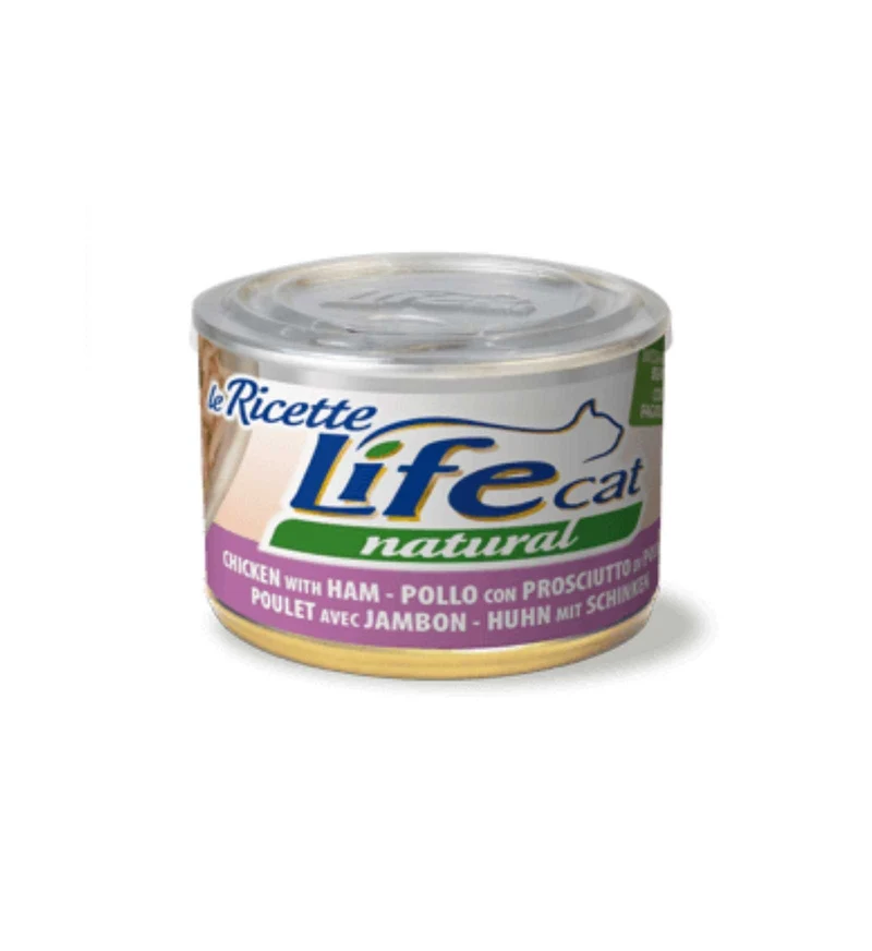 LIFEPETCARE GATTO LIFE CAT NATURAL LE RICETTE POLLO CON PROSCIUTTO DA 150 GR IN LATTINA