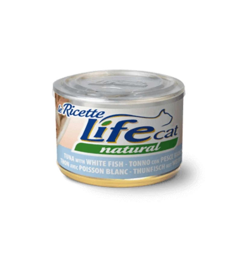 LIFEPETCARE GATTO LIFE CAT NATURAL LE RICETTE TONNO CON PESCE BIANCO DA 150 GR IN LATTINA
