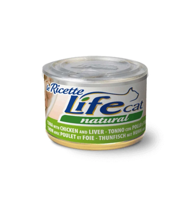 LIFEPETCARE GATTO LIFE CAT NATURAL LE RICETTE TONNO CON POLLO E FEGATINI DA 150 GR IN LATTINA