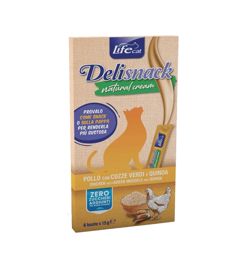 LIFEPETCARE GATTO SNACK NATURAL CREAM POLLO 6 PEZZI DA 15 GR