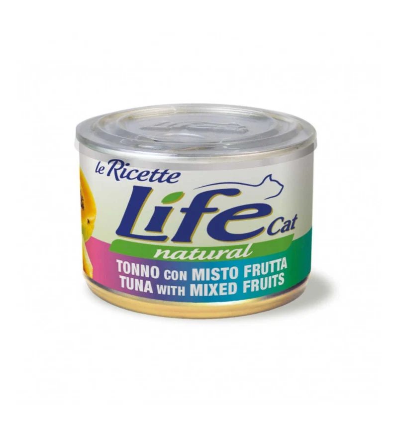 LIFEPETCARE GATTO LIFE CAT NATURAL LE RICETTE CON TONNO E MIX DI FRUTTA DA 150 GR IN LATTINA