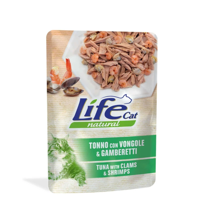 LIFEPETCARE GATTO LIFE CAT NATURAL TONNO VONGOLE E GAMBERETTI DA 70 GR IN BUSTA