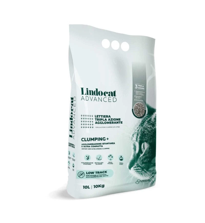 LAVIOSA GATTO LETTIERA AGGLOMERANTE LINDOCAT CLUMPING + LOW TRACK DA 10 LITRI