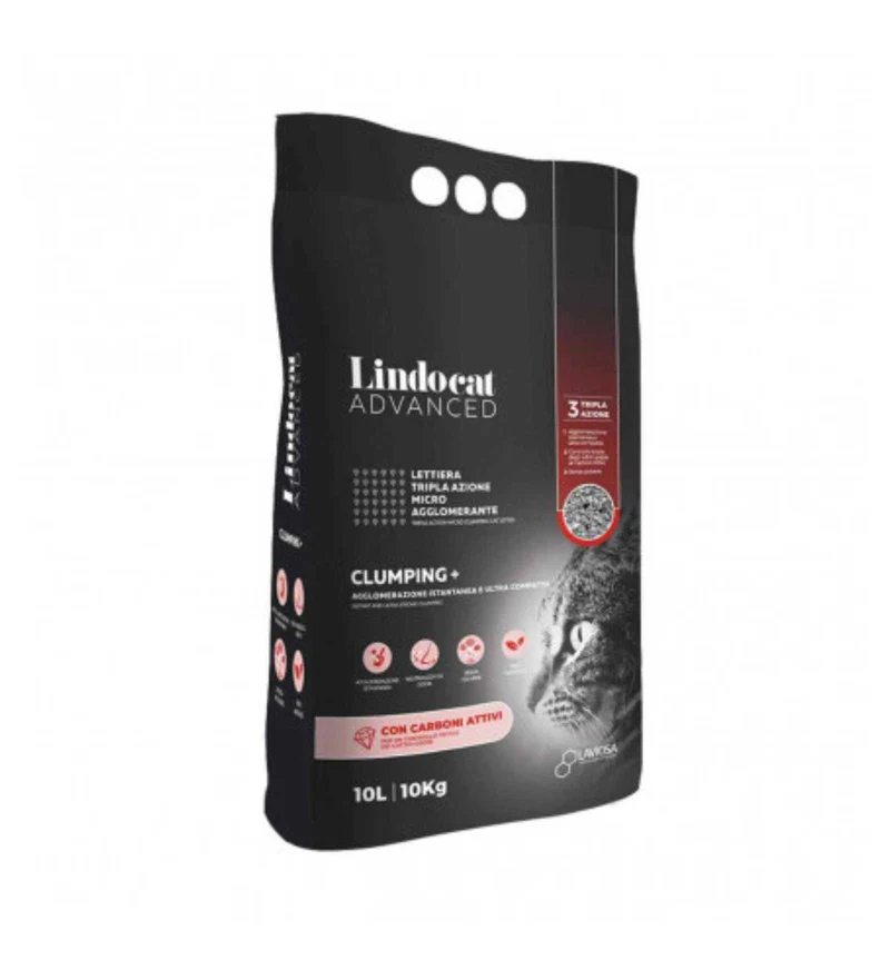 LAVIOSA GATTO LETTIERA AGGLOMERANTE LINDOCAT CLUMPING + CARBONI ATTIVI DA 10 LITRI
