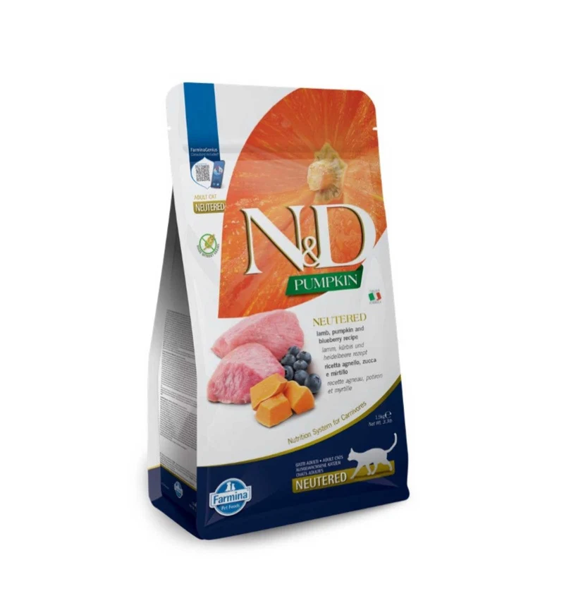 FARMINA N&D GATTO NEUTERED ADULT AGNELLO ZUCCA E MIRTILLI