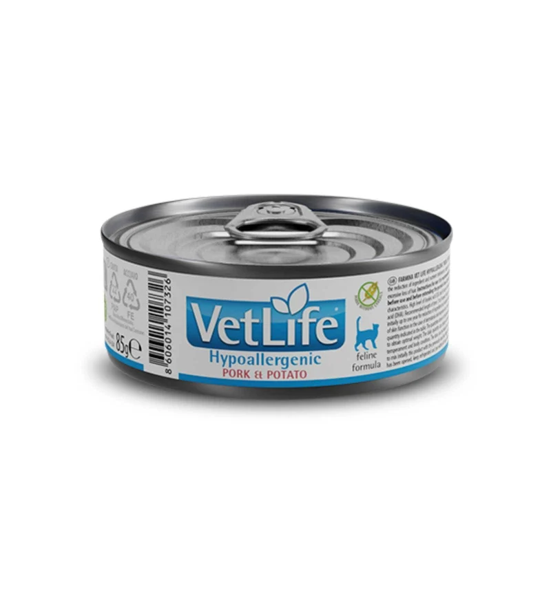 FARMINA VET LIFE GATTO HYPOALLERGENIC MAIALE E PATATE DA 85 GR IN LATTINA