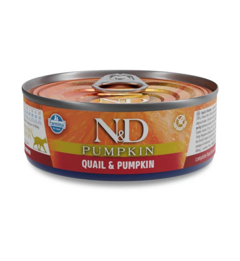 FARMINA N&D DELICIOUS GRAIN FREE GATTO ADULT PUMPKIN QUAGLIA E ZUCCA DA 70 GR IN LATTINA