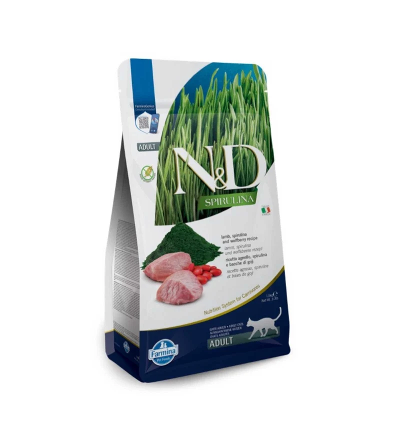 FARMINA N&D DELICIOUS GRAIN FREE GATTO ADULT SPIRULINA AGNELLO DA 1,5 KG
