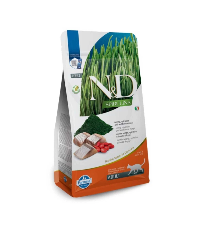 FARMINA N&D DELICIOUS GRAIN FREE GATTO ADULT SPIRULINA ARINGA DA 1,5 KG