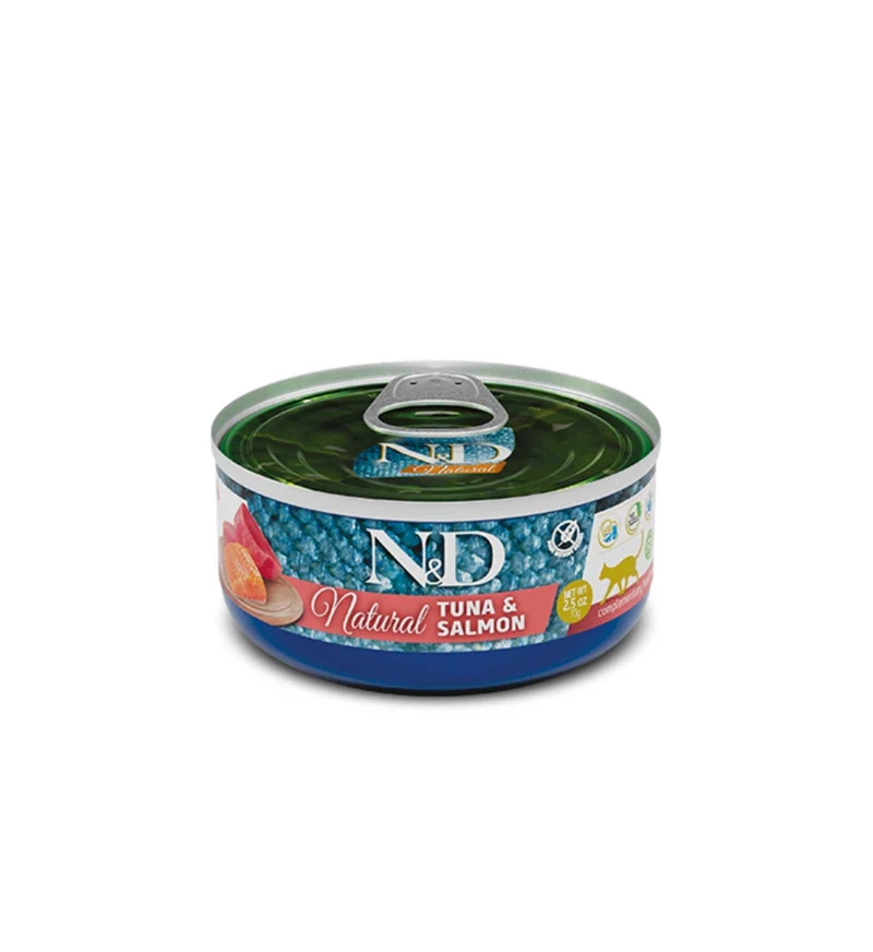FARMINA N&D GATTO NATURAL CON TONNO E SALMONE DA 70 GR IN LATTINA