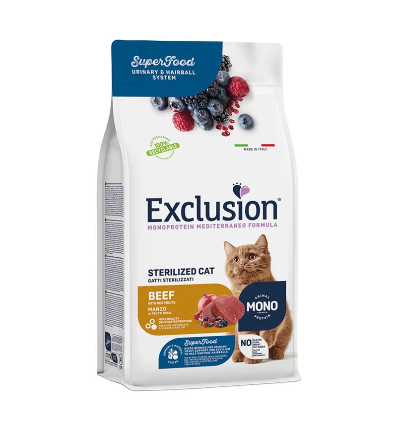 EXCLUSION GATTO NOBLE GRAIN MONOPROTEICO STERILIZZATO MANZO