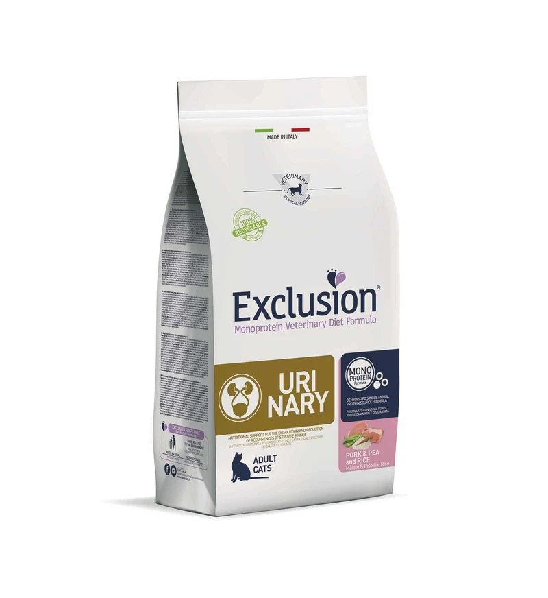 EXCLUSION GATTO DIET ADULT URINARY MAIALE PISELLI E RISO