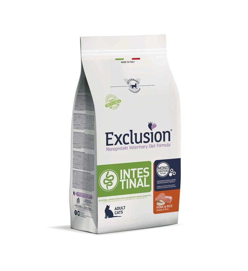 EXCLUSION GATTO DIET ADULT INTESTINAL MAIALE E RISO