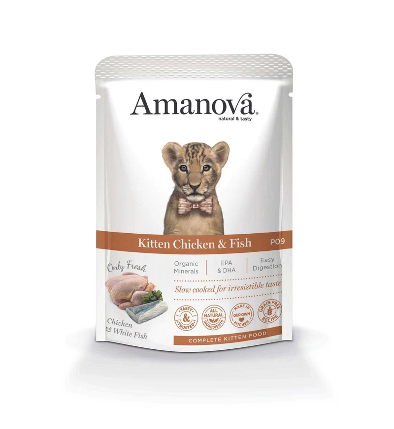 AMANOVA GATTO KITTEN PESCE E POLLO P09 DA 85 G IN BUSTA
