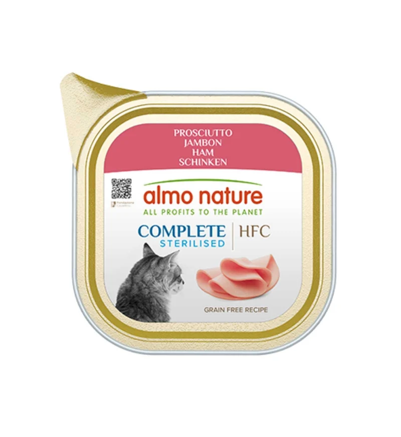 ALMO NATURE GATTO HFC COMPLETE STERILIZZATO PROSCIUTTO VASCHETTA DA 85 GR